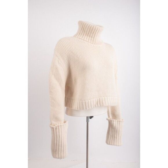 Zara Kaia Womans Cashmere Sweater Turtleneck Size M-L ecru Cropped 9598/255 NWT - Picture 2 of 6